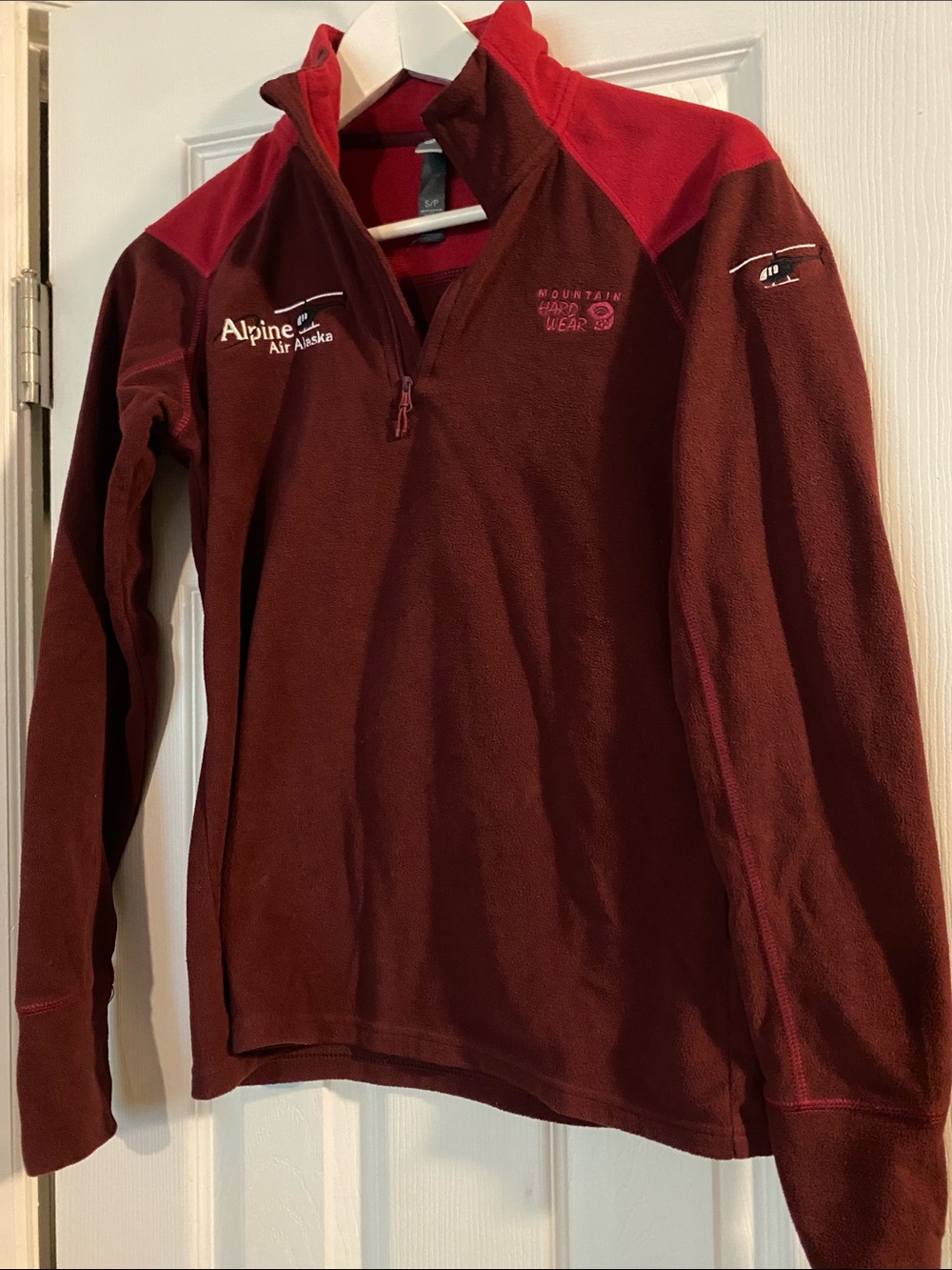 Mountain Hardwear women’sQuarter-Zip Fleece Pullover - Burgundy with Red Accents